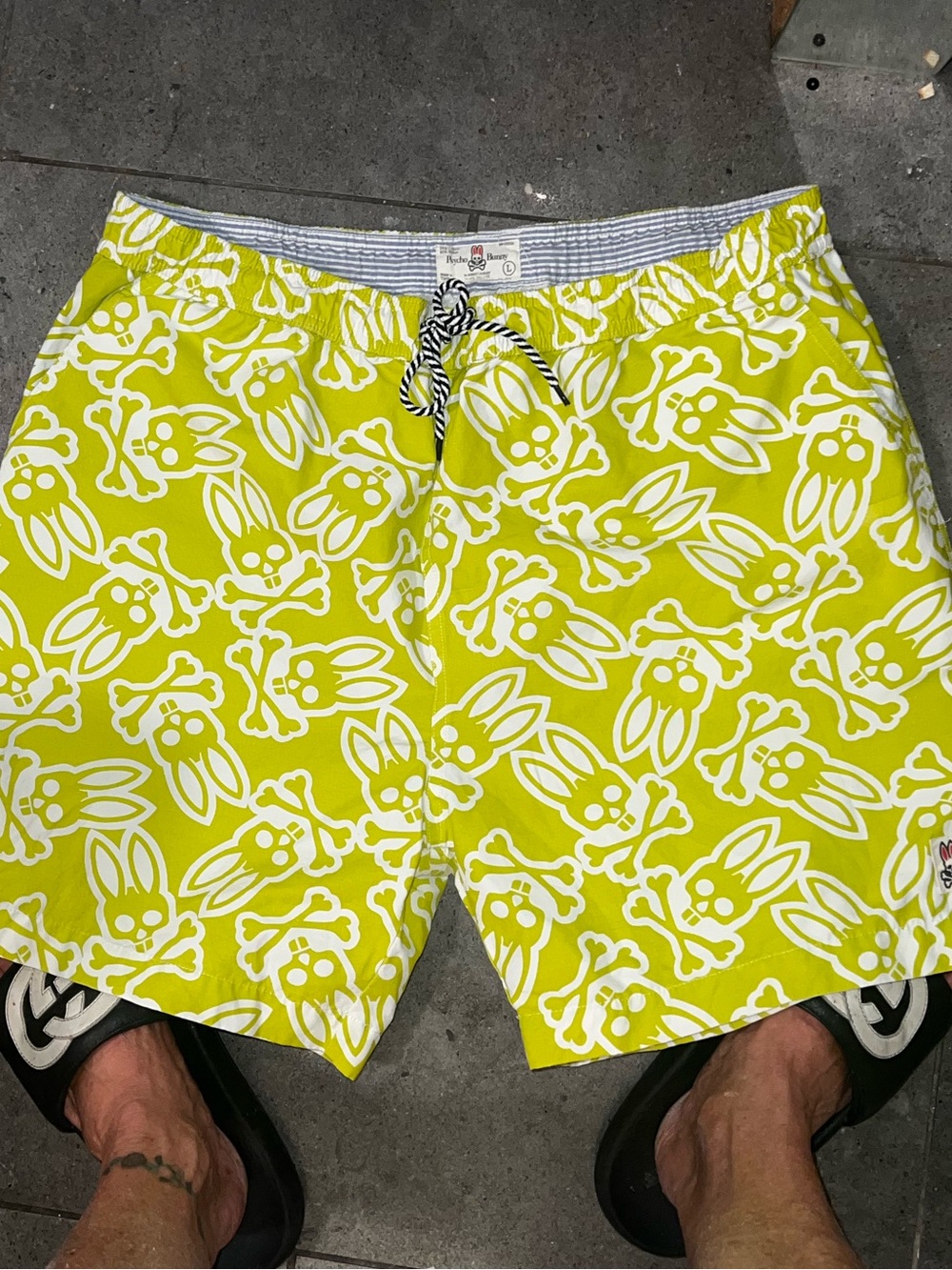 Psycho Bunny Neon Yellow uuuuuuuuuuuuuuuuuuuuuuuuiiiiiiiiBunny-Print Swim Trunks